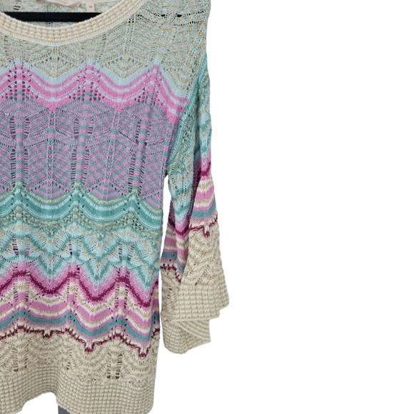 SOFT SURROUNDINGS Thereze Stripe Open Knit Pointelle Sweater Size XS - Picture 6 of 11